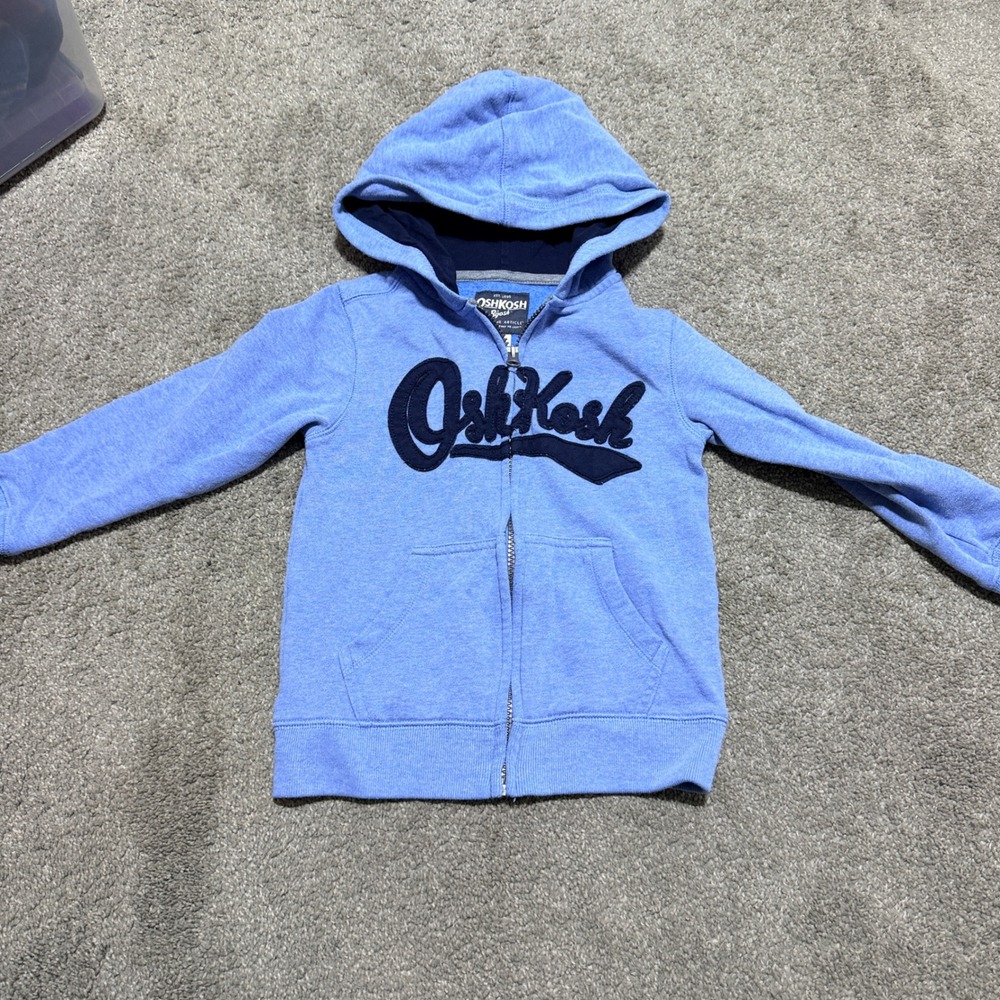 OshKosh Bgosh Kids Blue Full Zip Logo Hoodie Sweatshirt Size 4/5 4-5 Heather